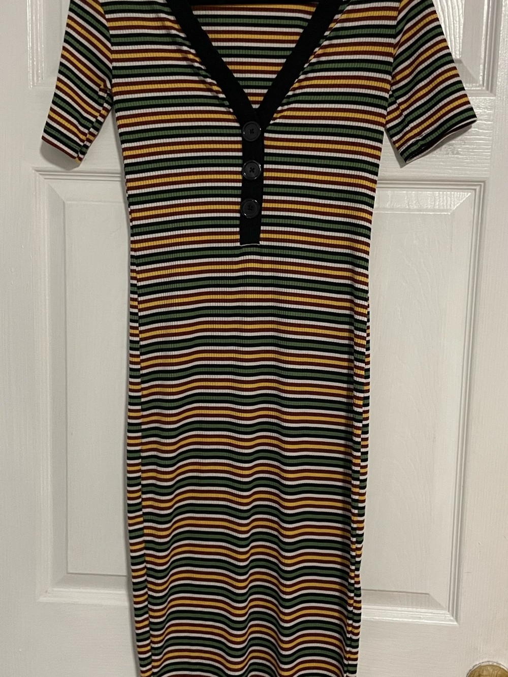 Zara Striped Rib-Knit Top in Black, White, Green, Yellow, Rust